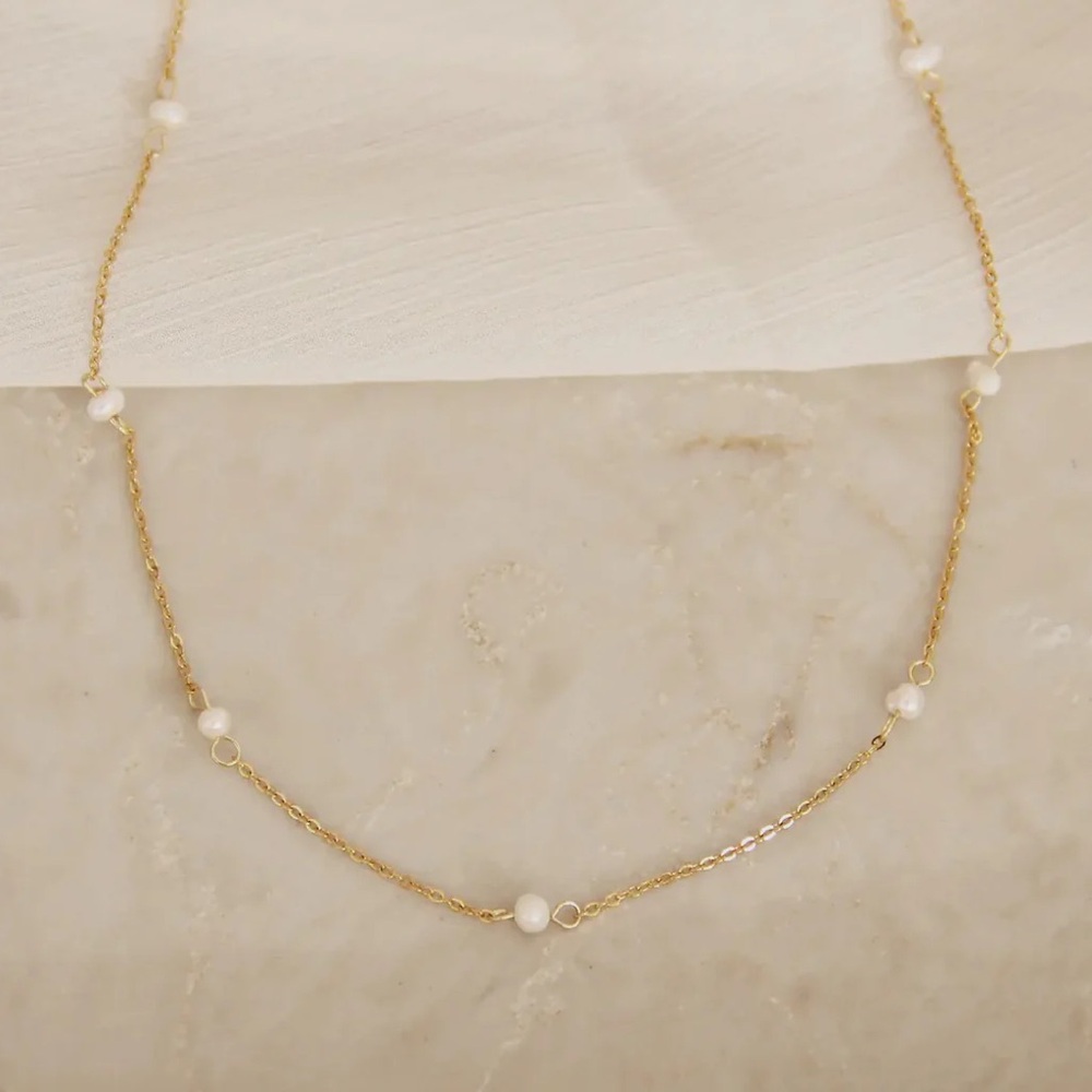 Elegant Pearl by the yard Necklace - gold and silver available